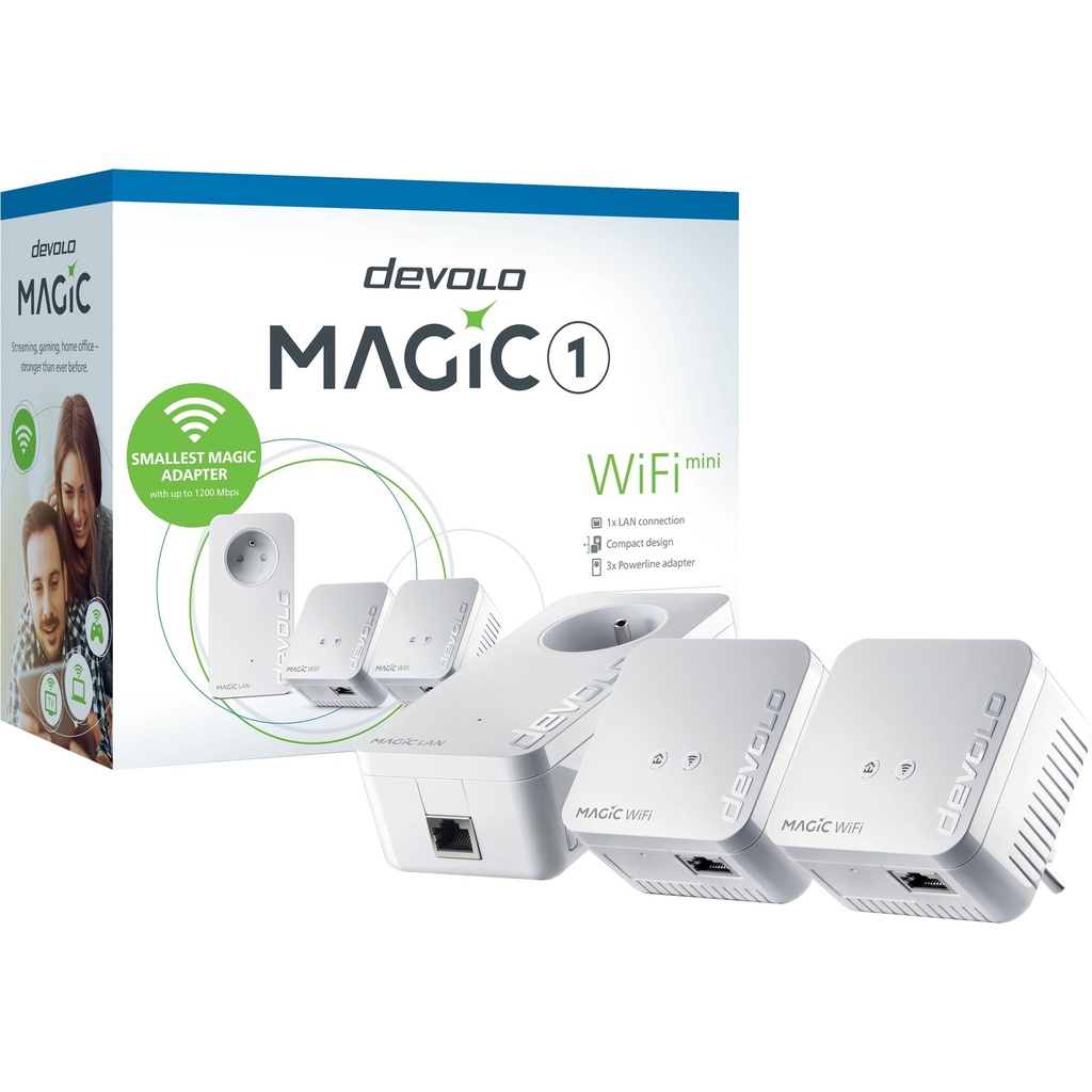 Devolo Magic 1 WiFi mini - 1200 Mbit/s - IEEE 802.11b - IEEE 802.11g - IEEE 802.11n - IEEE 802.3 - IEEE 802.3az - IEEE 802.3u - IEEE 802.3x - Fast Ethernet - 10,100 Mbit/s - 10BASE-T - 100BASE-TX - Wi-Fi 4 (802.11n)